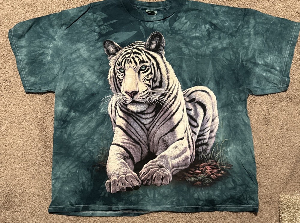 The Mountain Short Sleeve White Tiger Tie-Dye Shirt, Brand New, Men’s Size 2XL