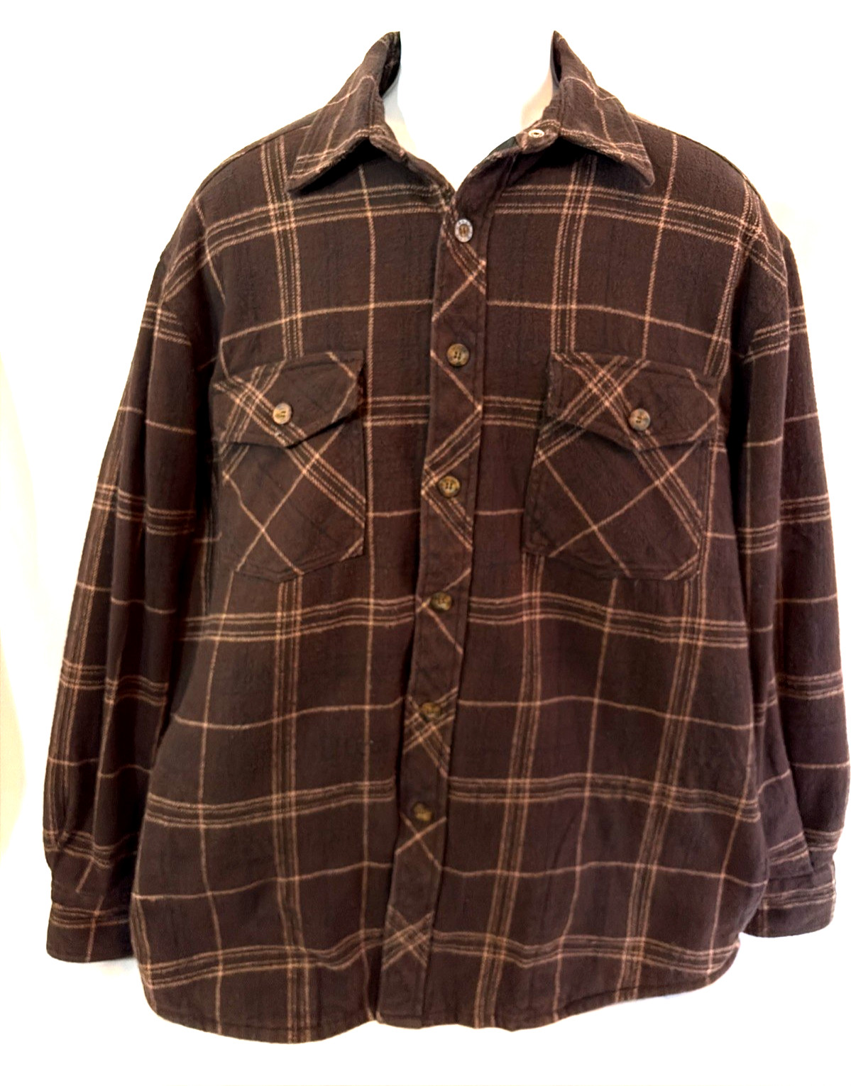 Men’s Levi Strauss Thermal Quilted Lined Plaid Flannel Shirt Size L gallery