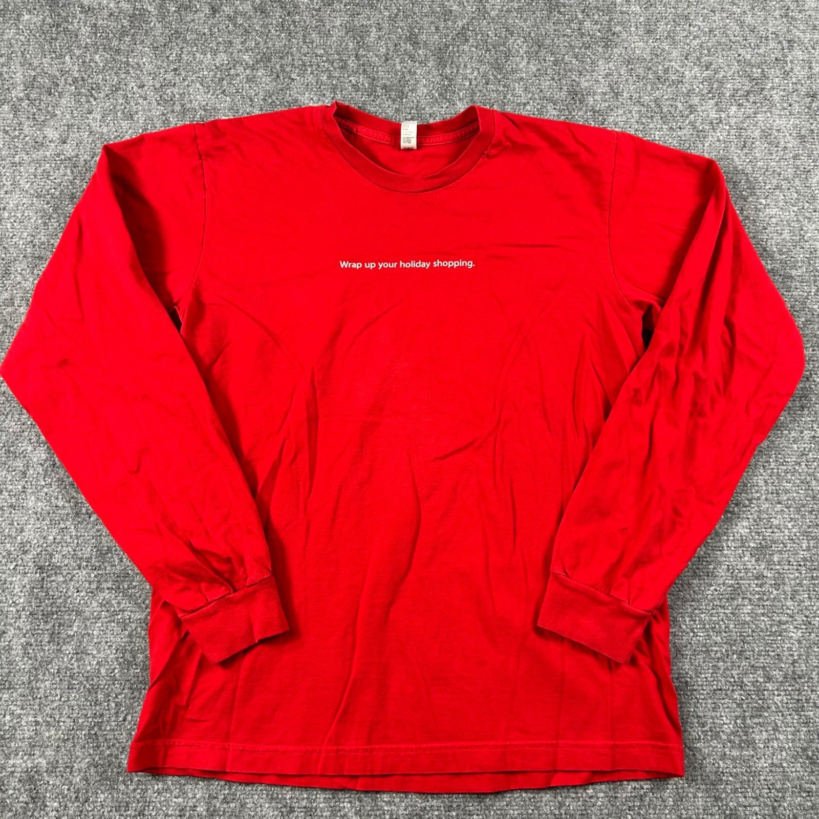 Apple Promo T-Shirt Mens Medium Red Long Sleeve Holiday Graphic American Apparel gallery