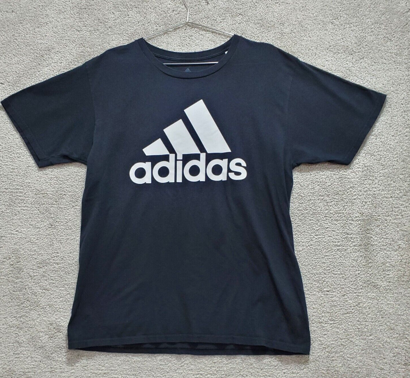 Adidas T-Shirt Men's L Black Crew Neck Graphic Pullover Easy Care Stretch Casual gallery