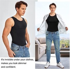 Mens Compression Shirts Slimming Body Shaper Vest Tight Tank Top Tummy Control