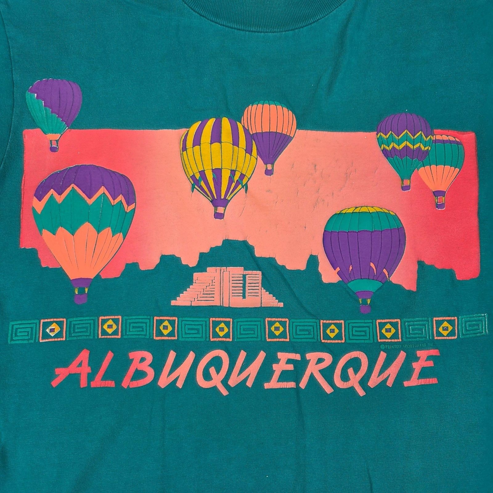 Vintage 90s Oneita Power-T Albuquerque Hot Air Balloon T Shirt L Single Stitch gallery