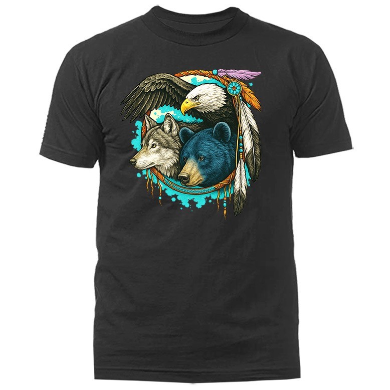 Native American-Inspired Eagle Bear Wolf Dreamcatcher Animal T-shirt