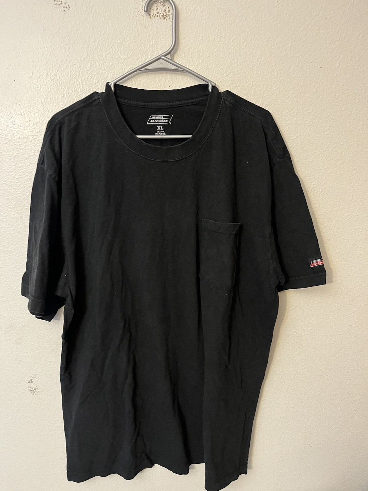 Dickies’ Cotton Solid Men’s T-Shirt Short Sleeve, Size XL Pocket Black