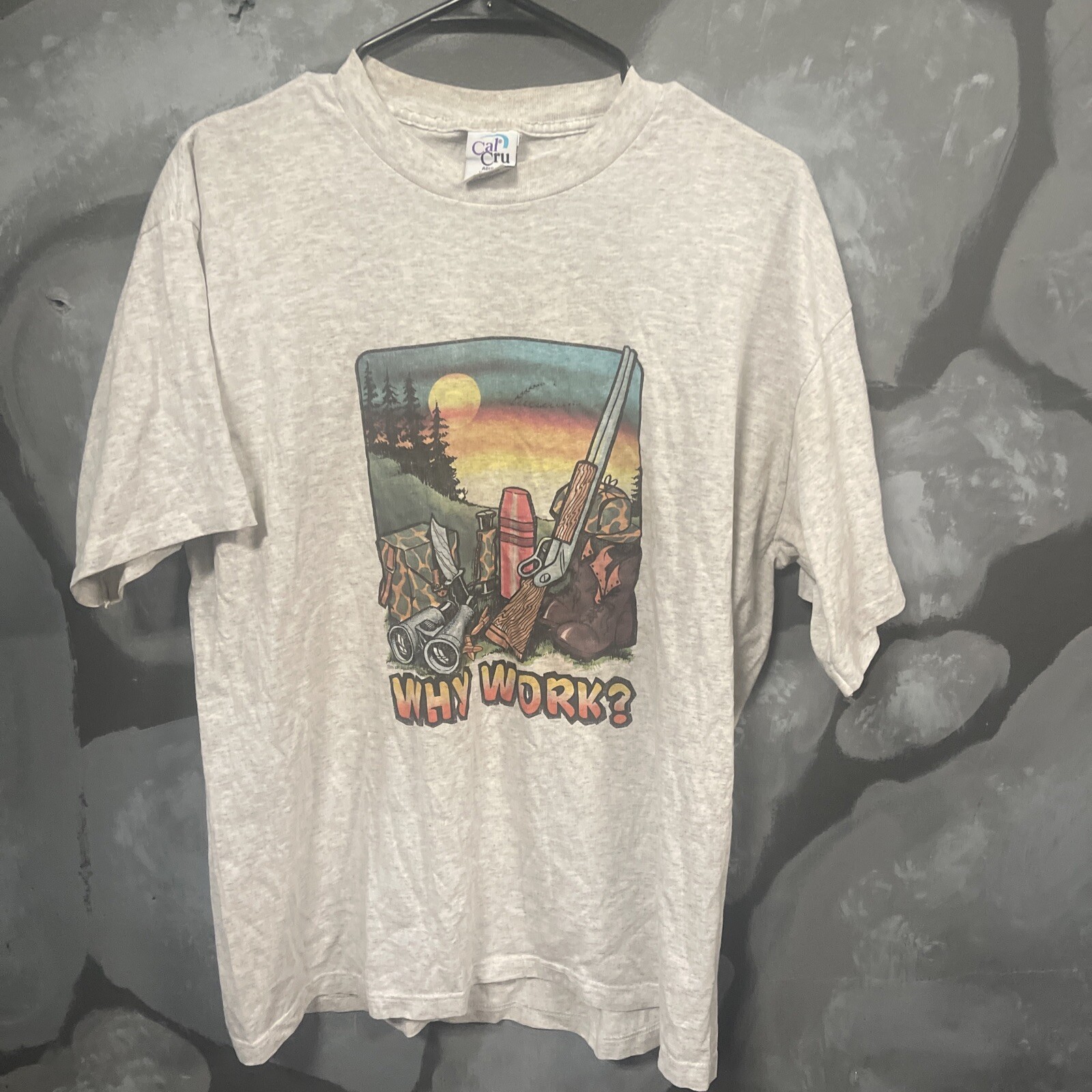 Why Work Hunting Season T-Shirt XL VTG 90s Cal Cru Single Stitch gallery