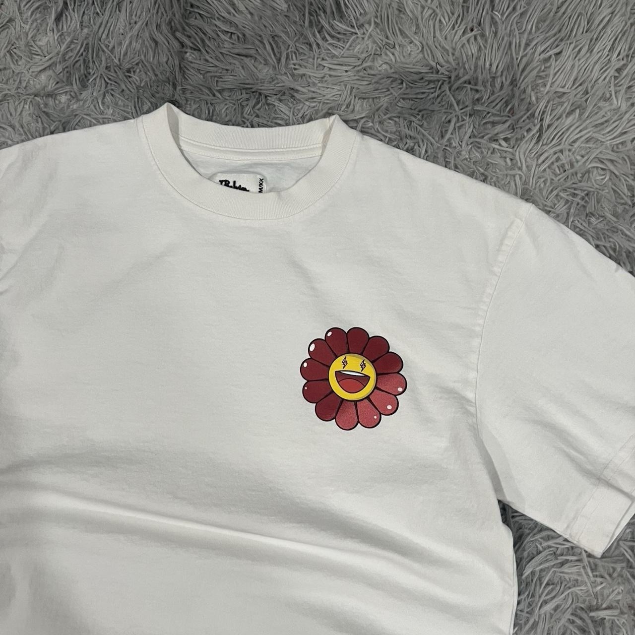 J Balvin x Takashi Murakami T-Shirt White Flower Graphic Tee Size Small TM/KK