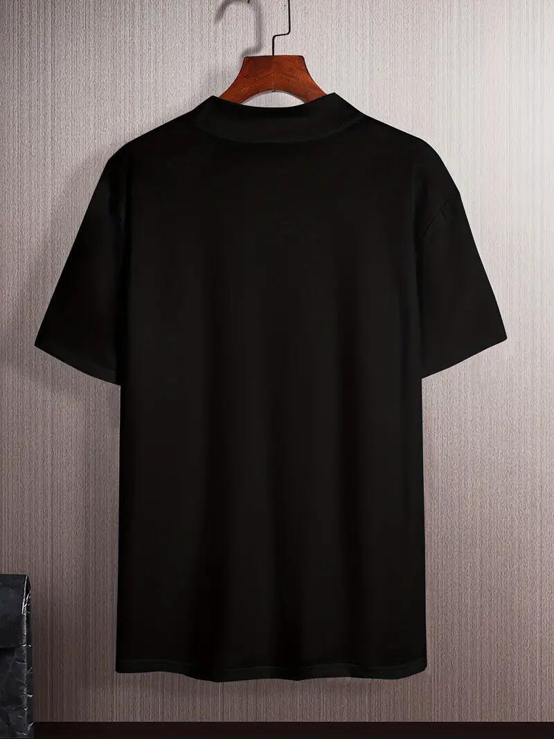 Fashion Men High Neck Short Sleeve T-Shirt Sophisticated Soft Fabric Black New gallery