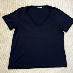 Marine Layer Mens Shirt XL Black Short Sleeve Pullover V-Neck Modal Supima