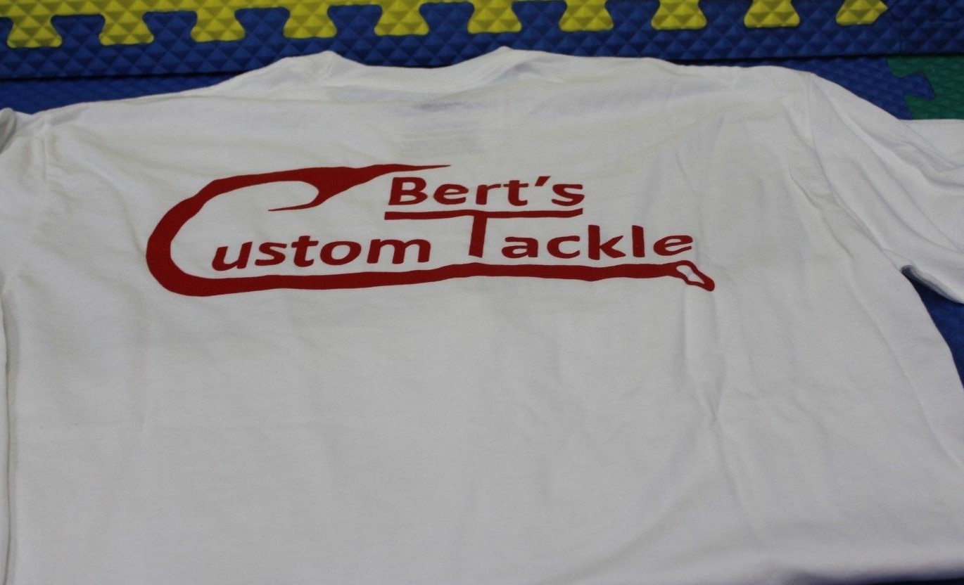 Bert's Custom Tackle White Short SLV 50/50 Poly Cotton Dry Blend Choose Size gallery