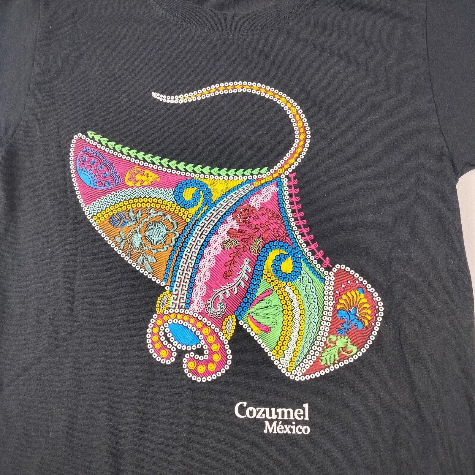 Cozumel Mexico Shirt Mens Small Black Manta Ray Graphic T-Shirt Tee Souvenir gallery