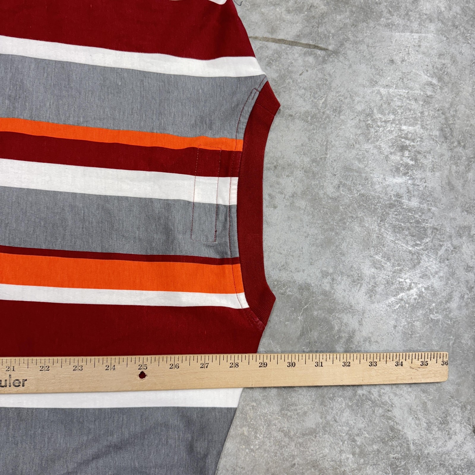 Guess Originals Shirt Mens Large Red Gray Orange White Stripe Triangle Graphic gallery