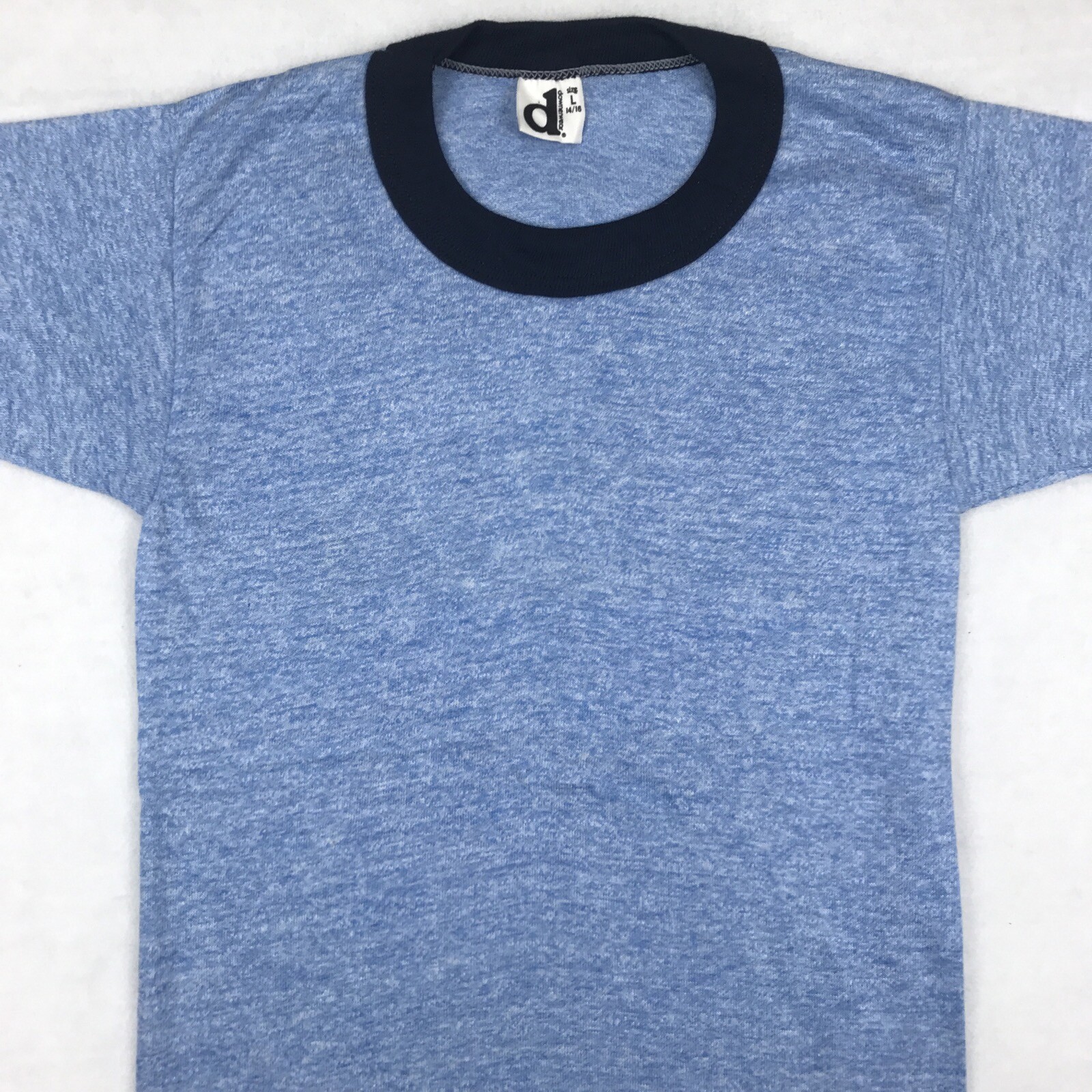 NOS vintage 80s BLANK BLUE RAYON TRI-BLEND RINGER T-Shirt XXXS soft thin rock gallery