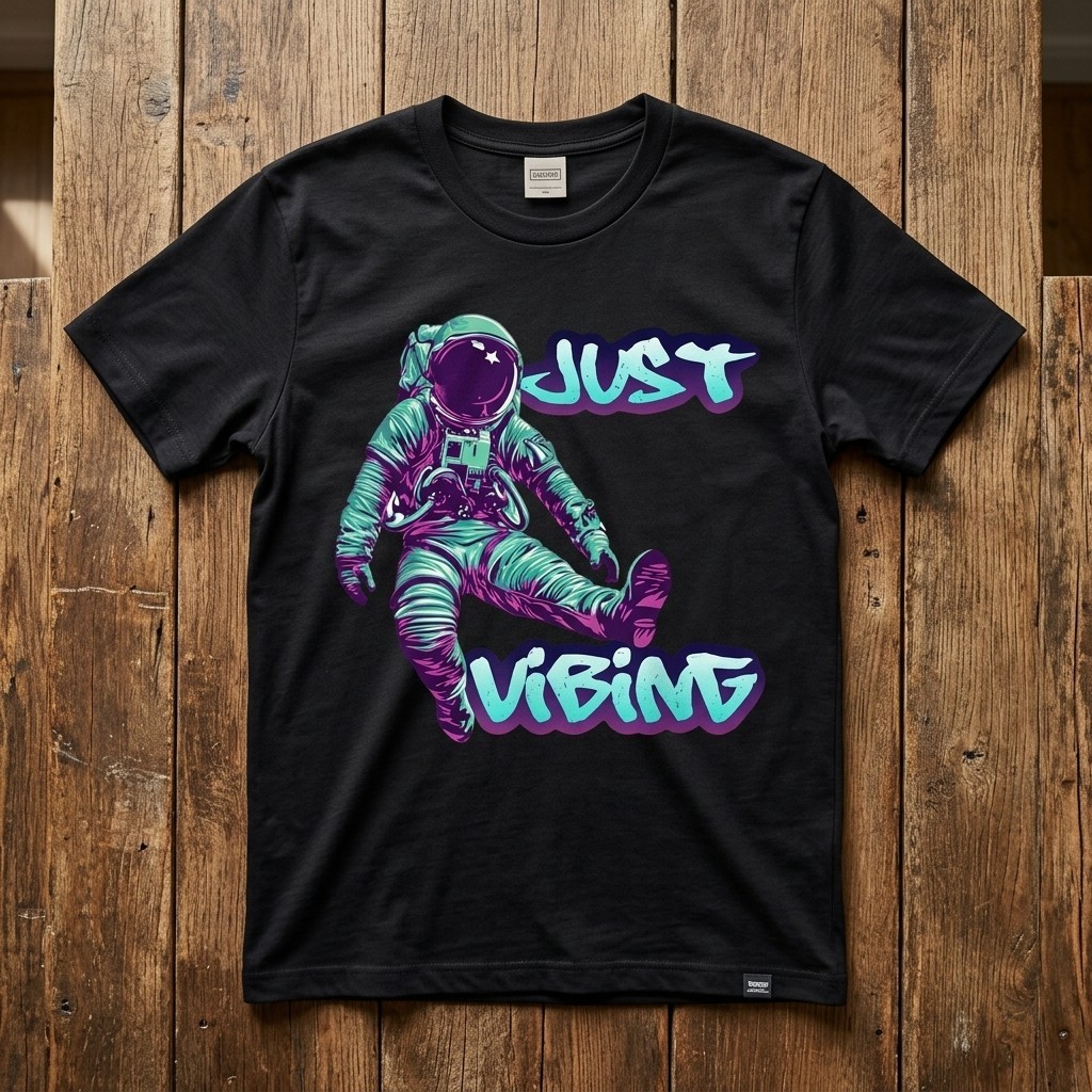 Purple and Teal Astronaut Just Vibing Graphic for Men T-Shirt TA79 gallery