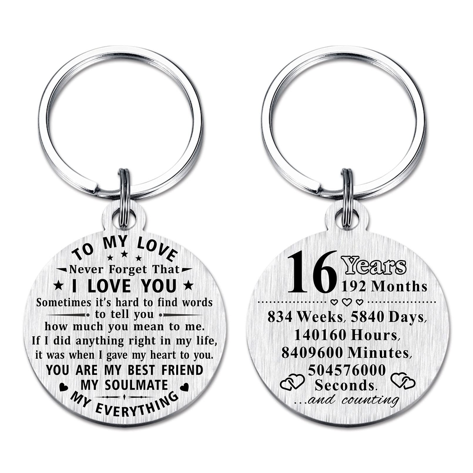 16th Anniversary Keychain Gifts Steel Engraved 16 Year Anniversary Decoration... gallery