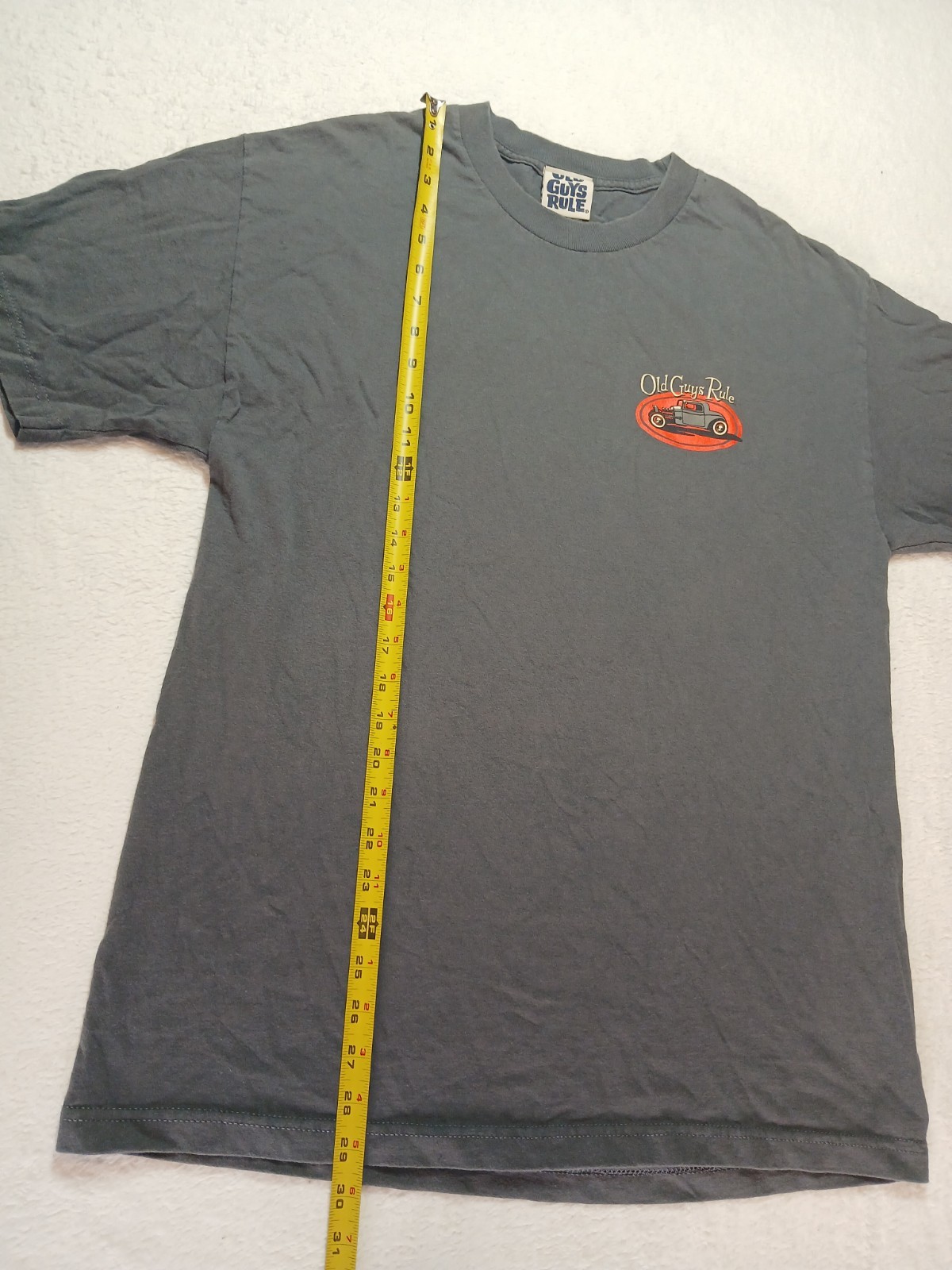 Old Guy Rules Mens Large Gray Crew Neck T Shirt Graphic Hot Rod Rust We Trust gallery