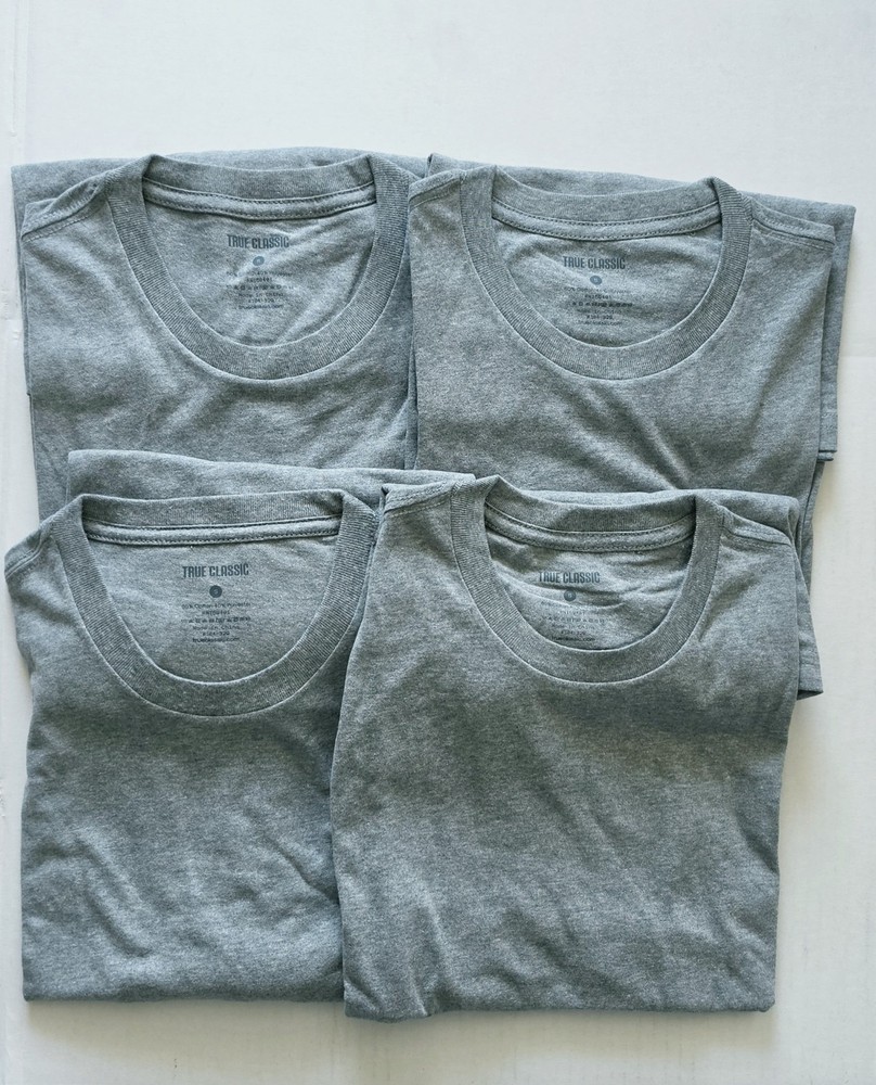 True Classic – Crew Neck – Short Sleeve T-Shirt – Heather Grey – Medium – 4 Pack