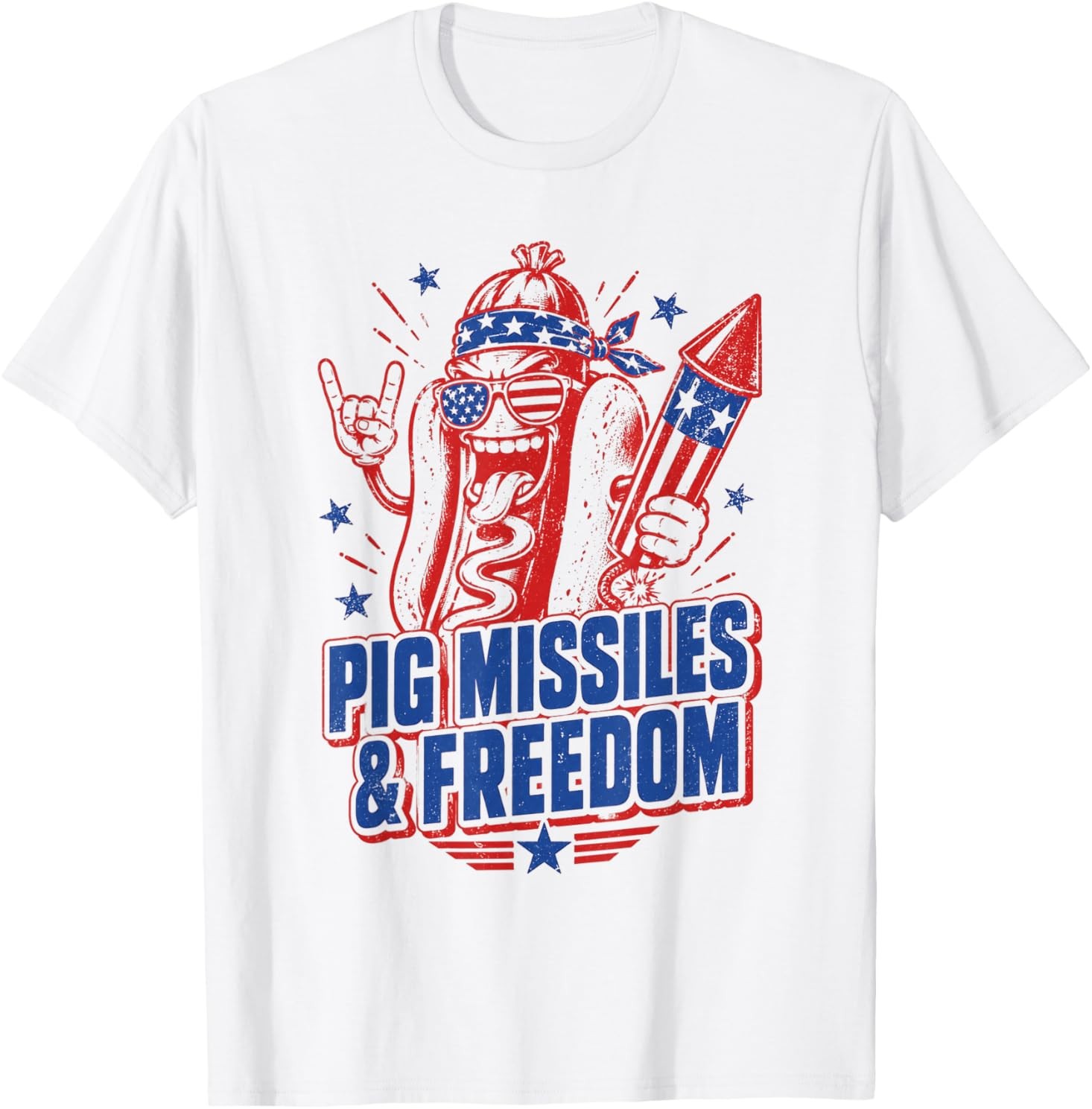 4th of July Hotdog Pig Missiles and Freedom Patriotic BBQ T-Shirt gallery