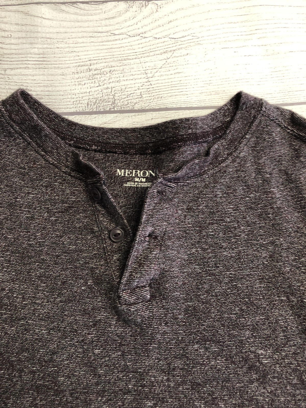 Merona Henley Shirt Mens Medium Gray Long Sleeve Tagless Jersey Tee Casual gallery