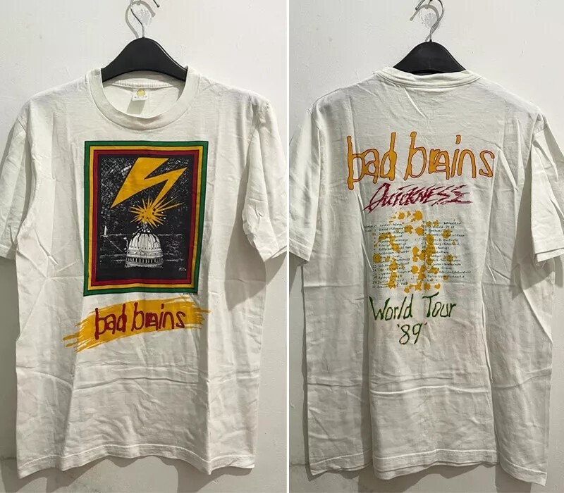 Bad Brains World Tour '89 2 Sided White Short Sleeve T shirt Classic Style gallery