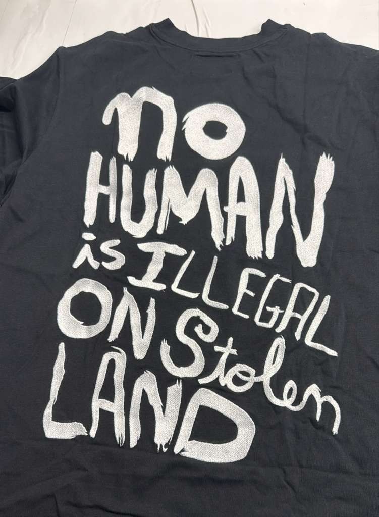 CHNGE Men's No Human is Illegal Crew Neck Cuff Long Sleeve T-ShirtBlack, Medium gallery