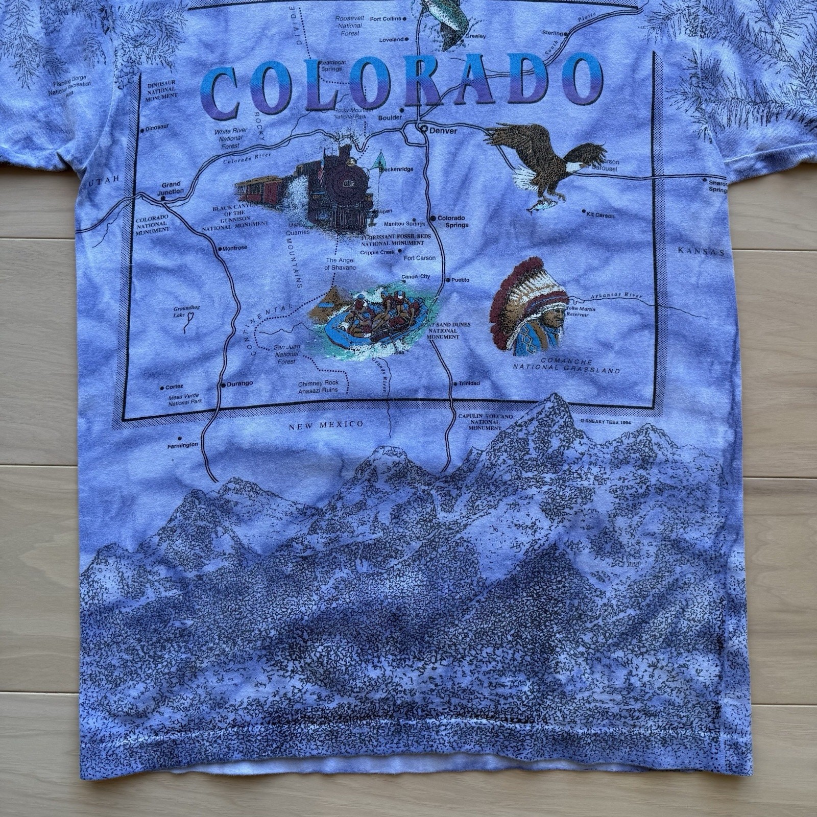 Vintage Colorado Shirt Large Multicolor 90s All Over Print Nature Art Eagle gallery