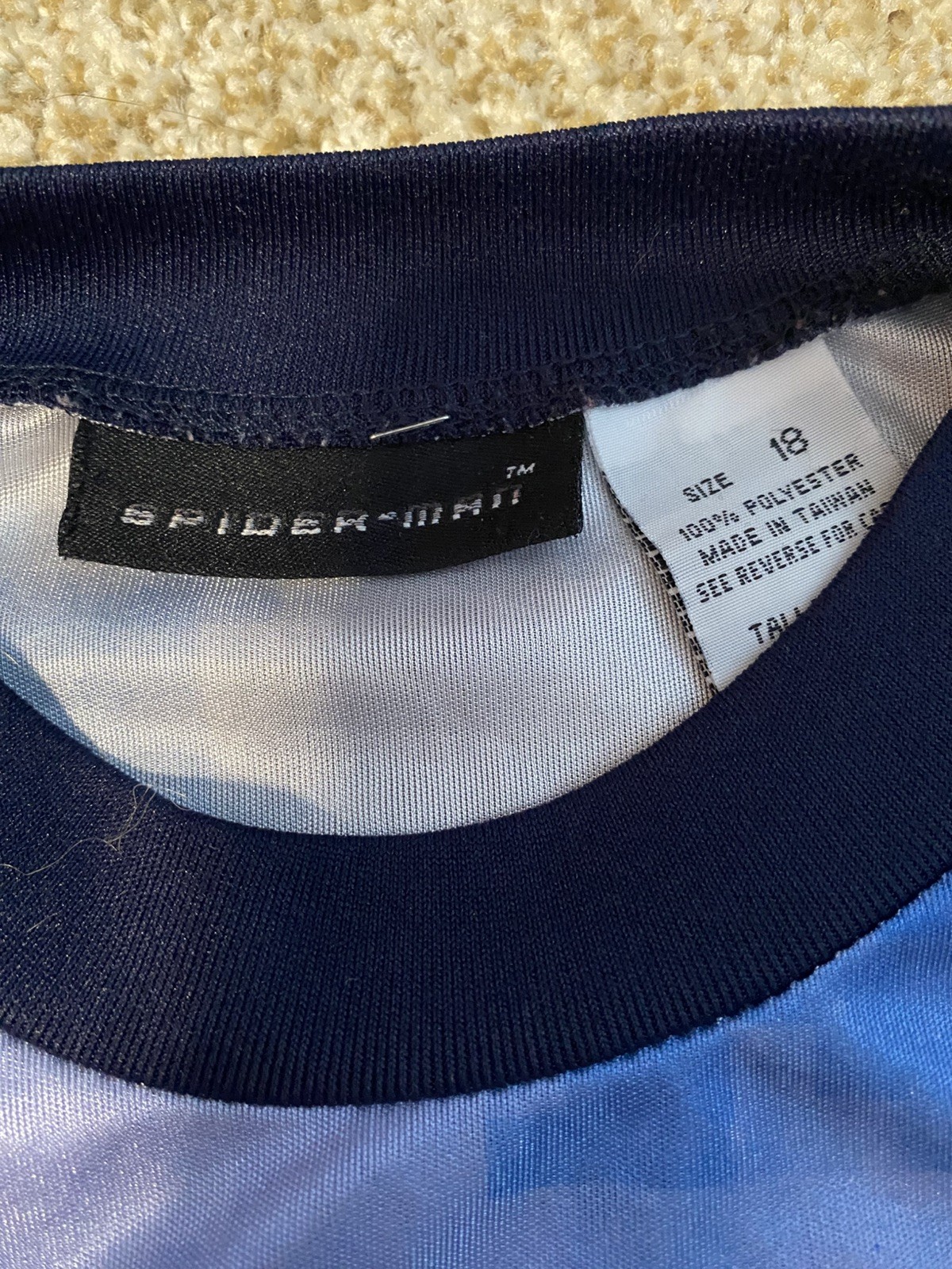 Vtg 2002 Marvel Columbia Spider-Man Movie Promo Blue Polyester Satin T-Shirt gallery