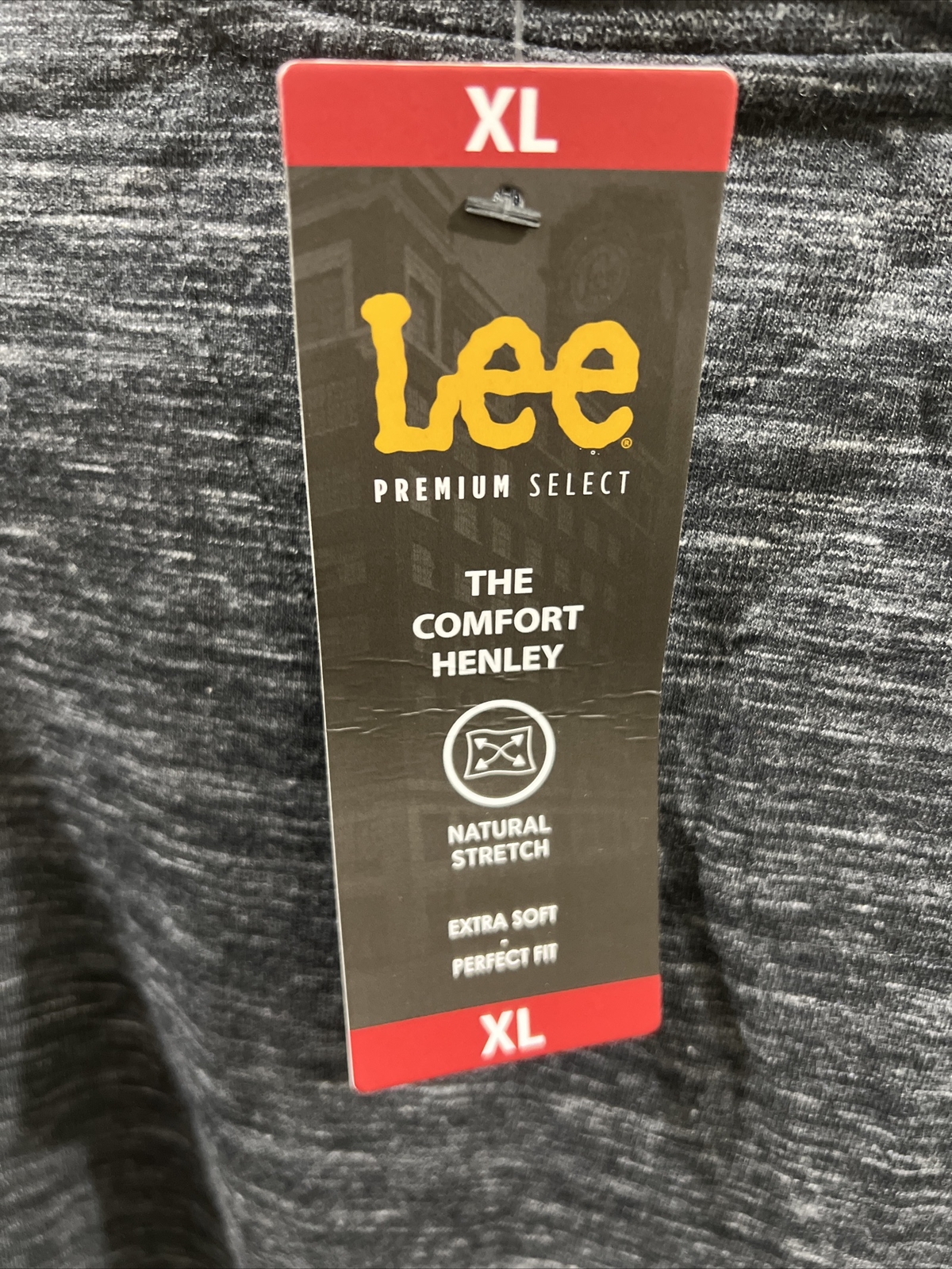 Lee Textured Comfort Henley Shirt Black Men's X-LARGE Stretch $45 gallery