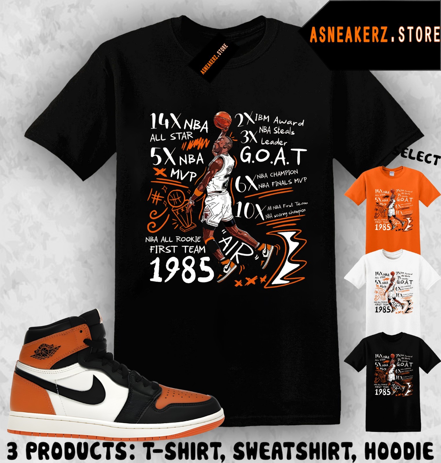 Shirt To Match AJ 1 High OG Shattered Backboard Sneaker Matching MJ 23 Accolades gallery
