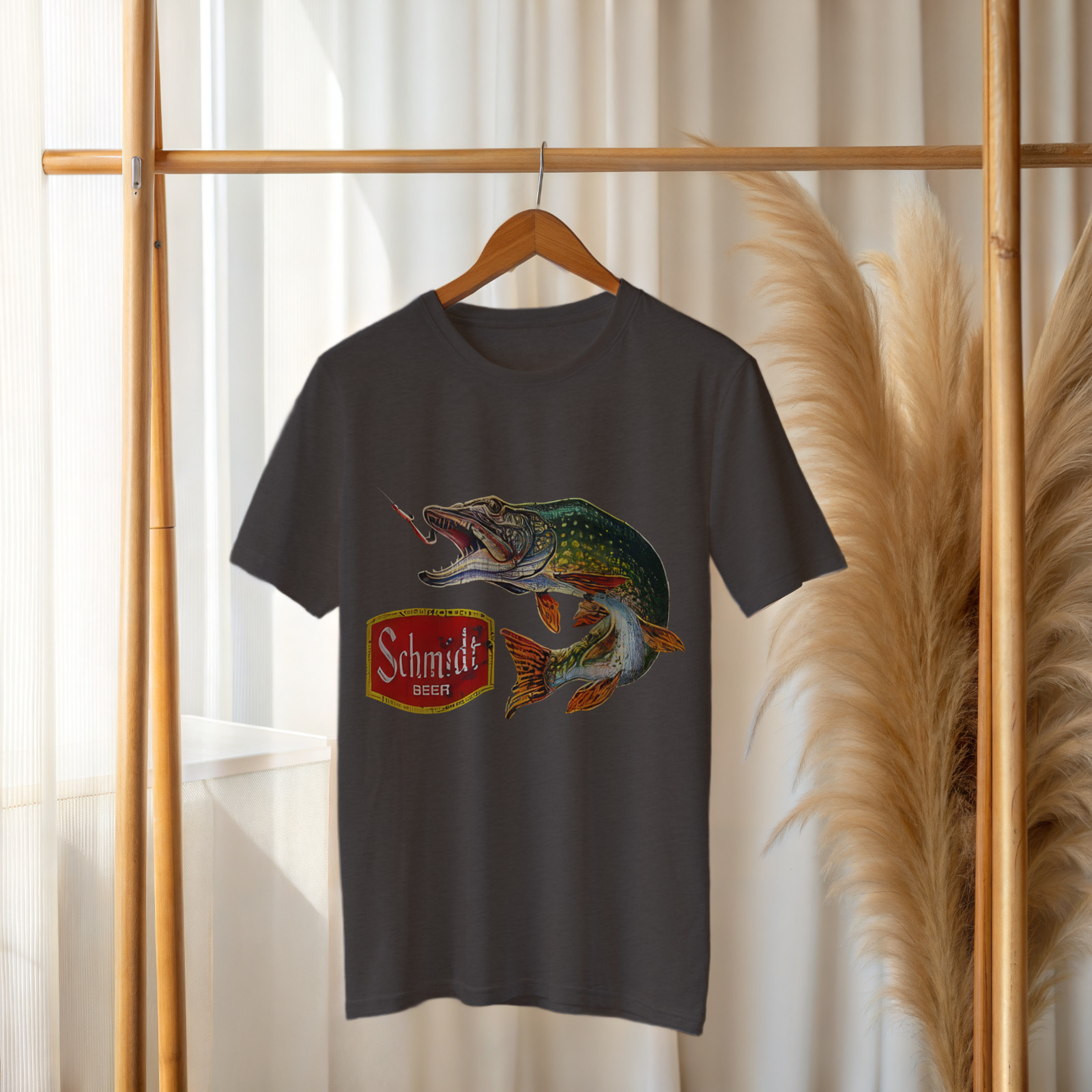 Schmidt Beer Fishing T-Shirt Vintage Pike Fish Graphic Tee for Beer Lovers A337 gallery