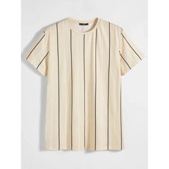 NEW SHEIN Men 1pc Vertical Striped Drop Shoulder Tee Size L