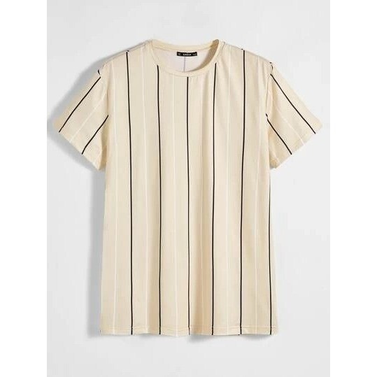 NEW SHEIN Men 1pc Vertical Striped Drop Shoulder Tee Size L gallery