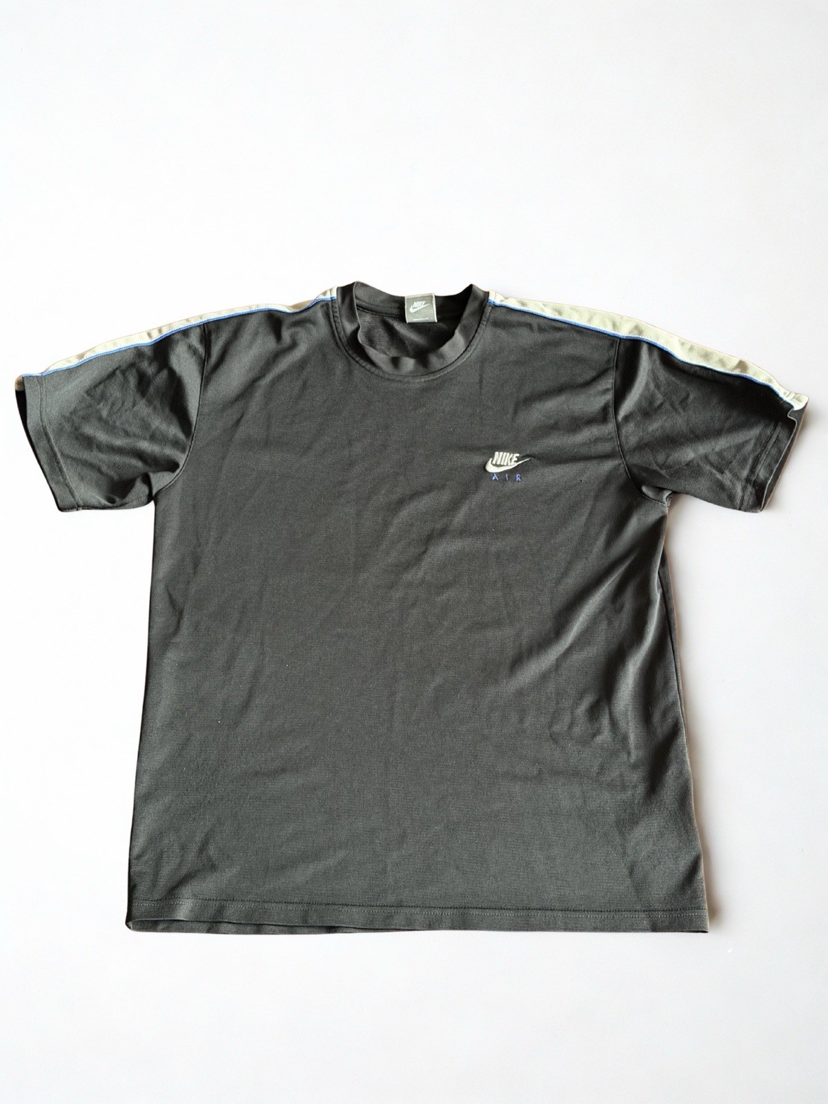 VTG Nike Air Shirt XL 247941-010 Mesh Gray Tag Black Blue Stripe 2000s Y2K RARE gallery