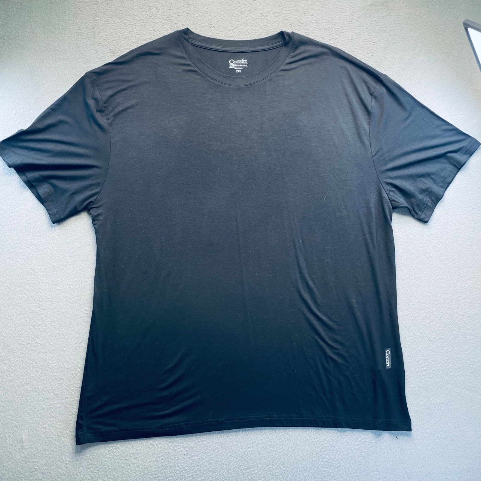 Comfrt Men Cloud Lounge Tee Rayon Spandex Onyx Black 2XL Minimalist Soft Shirt gallery