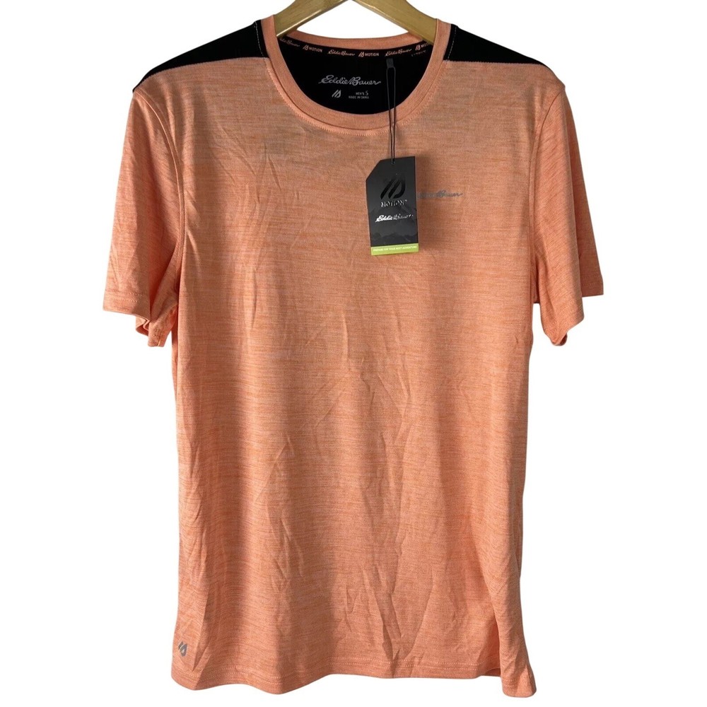 Eddie Bauer Motion Men’s Tee Size Small Active Short Sleeve Cantaloupe Orange A2