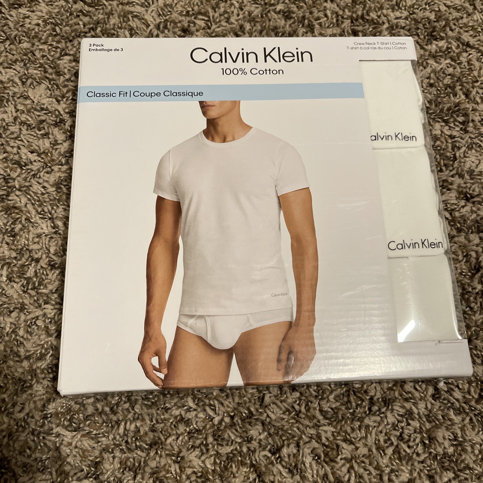 Calvin Klein Classic Fit 3 Pack Crew Neck Shirts Size Medium White New Sealed