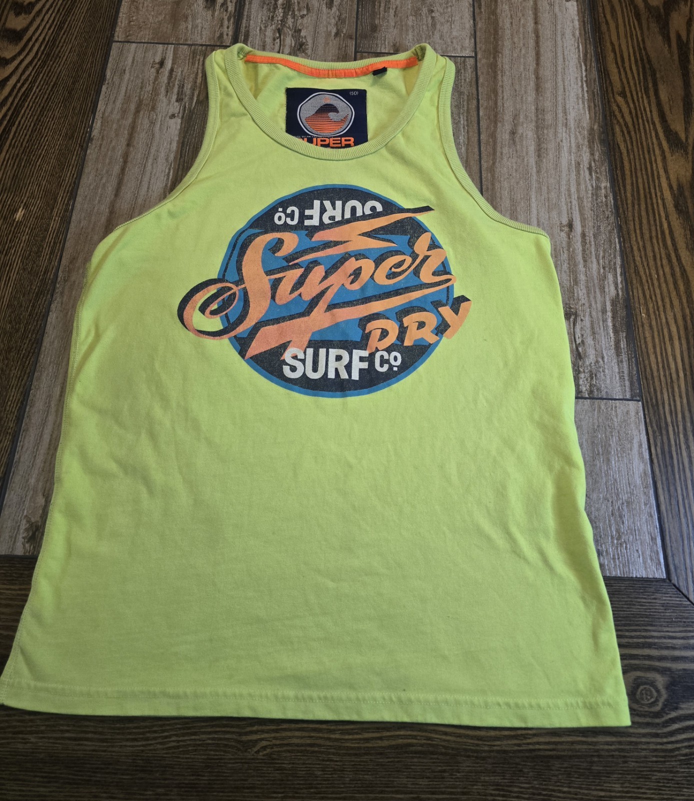 Superdry Tank Top Mens XL Neon Green Super Surf Co Graphic Sleeveless Shirt gallery