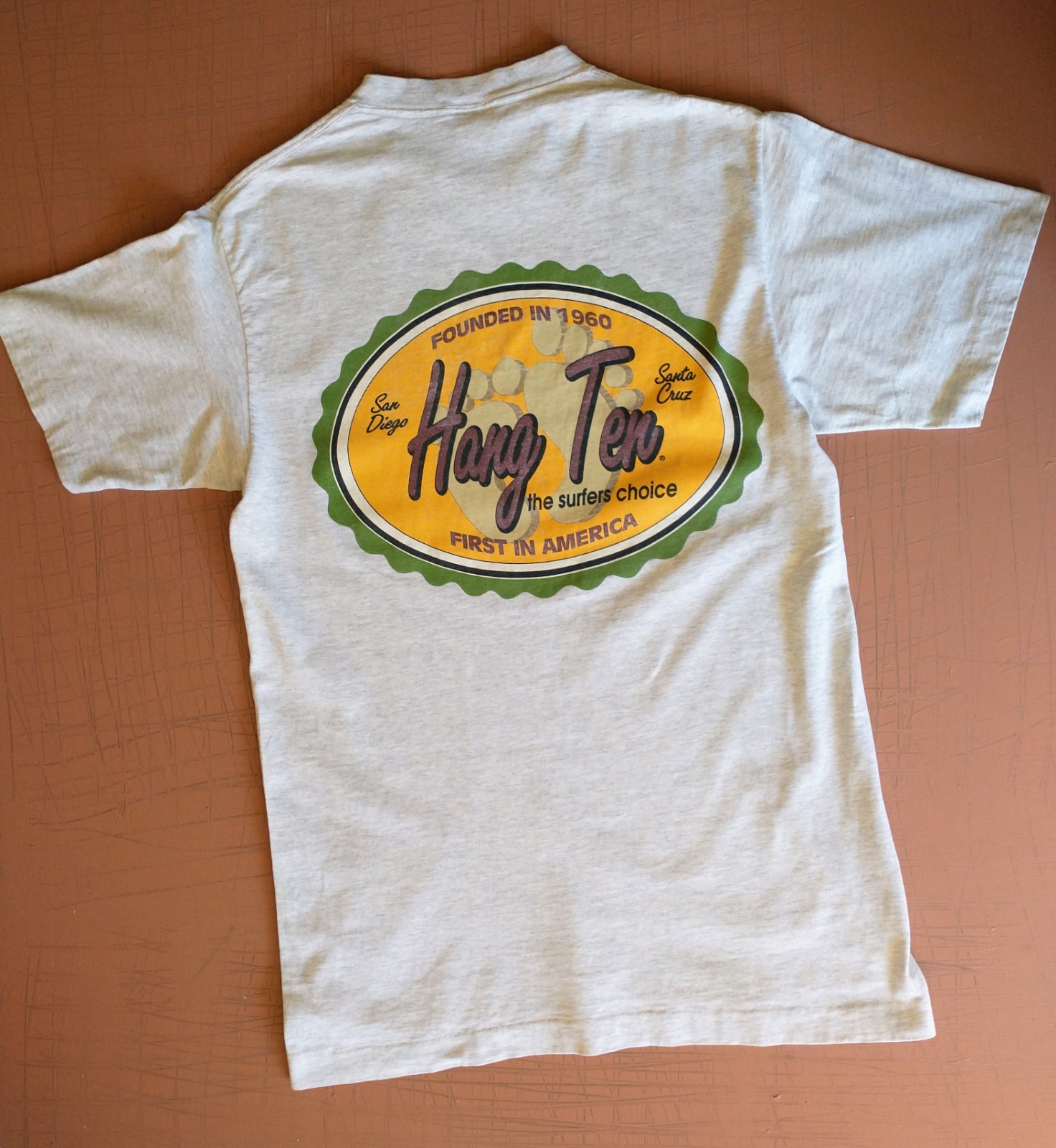 Hang Ten Vintage T Shirt Heather Gray Size L Surfer Surf Beach California gallery