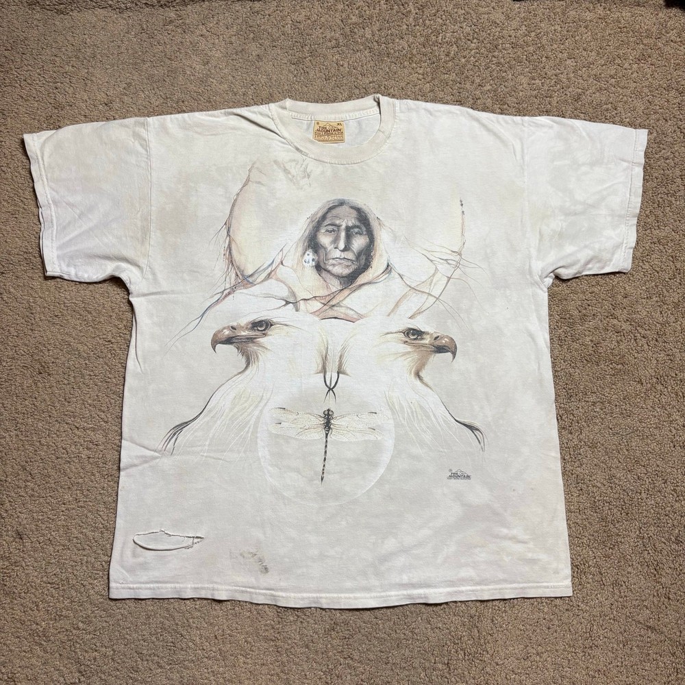 Vintage 90s The Mountain Eagle Indian Nature 2001 Art VTG Shirt Mens Size XL