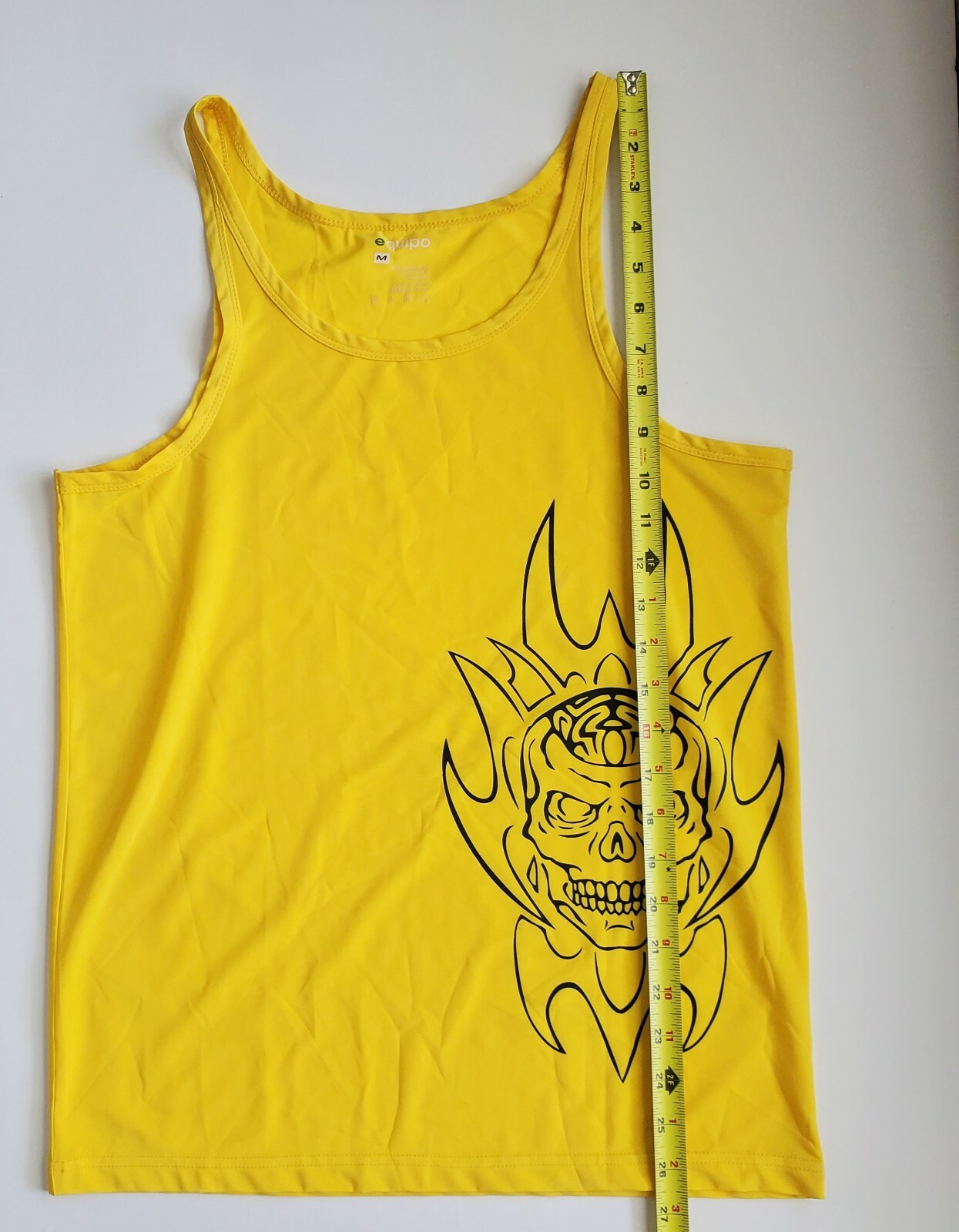 Equipo Yellow Tank Top M Polyester Spandex Sleeveless Graphic Skull Print gallery