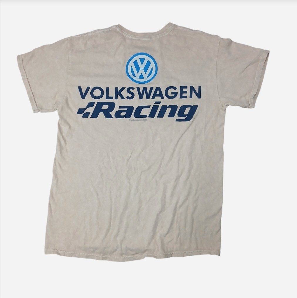 VW Volkswagen T-Shirt Tan Retro Logo Racing Stripes Graphic Tee [M] gallery