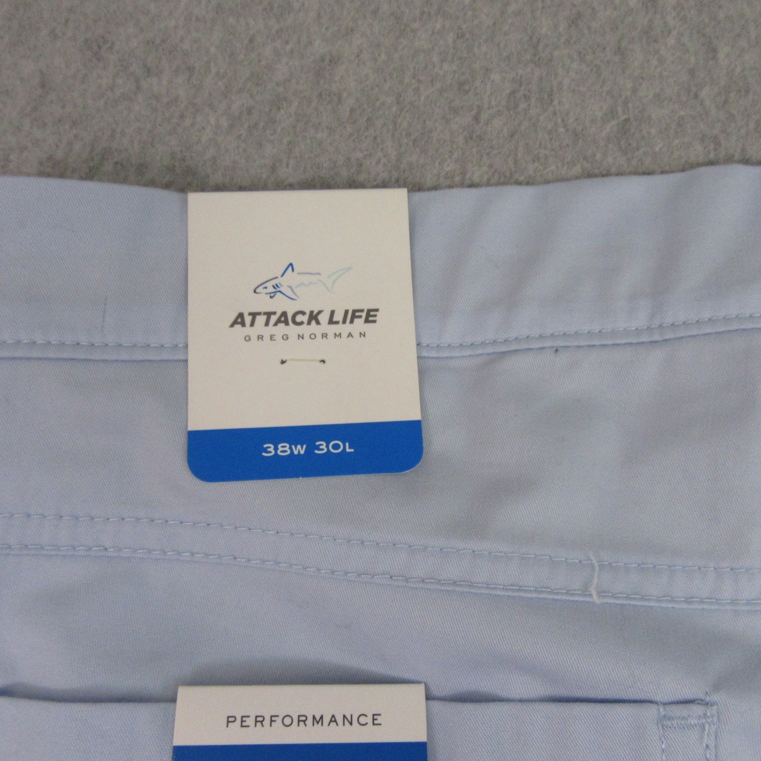 NWT Greg Norman Mens Attack Life Mens Chino Golf Pants 38 X 30 Slim Light Blue gallery