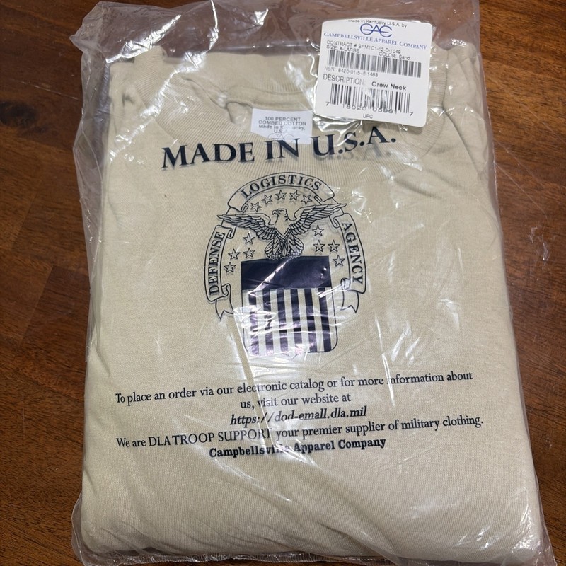 Defense Logistics Agency Crew Neck T Shirt 3 Pack Sand Color – Size XL