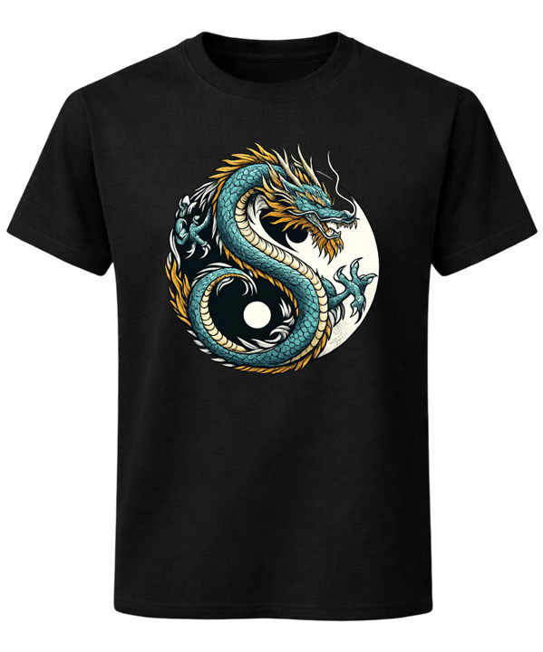 Yin Yang Dragon Graphic T-Shirt Chinese Dragon Art Unisex Tee