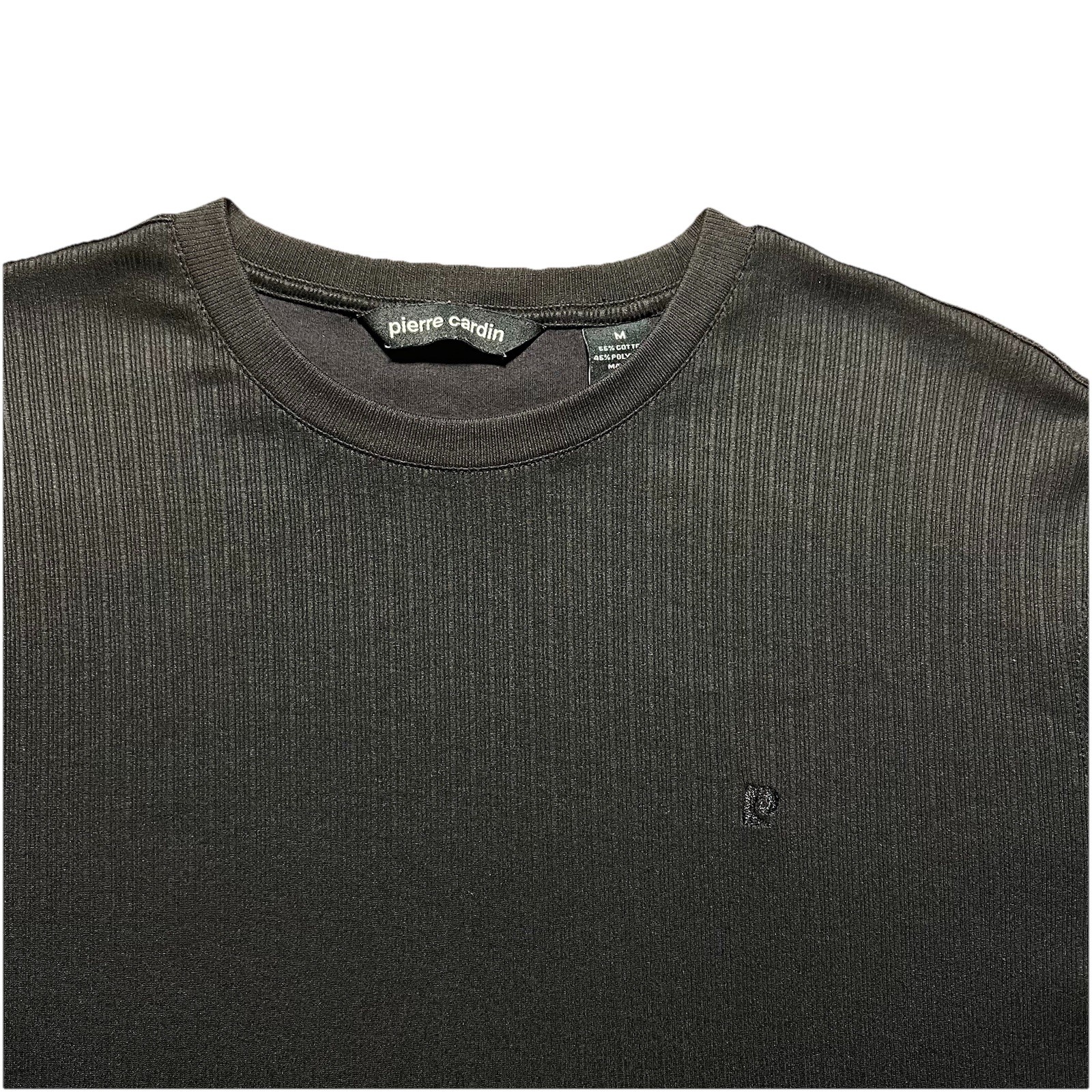 Vintage Pierre Cardin T Shirt Mens M Black Ribbed Minimal Designer gallery