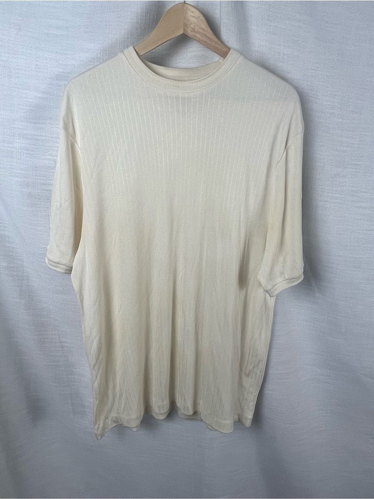 Vintage Caribbean Cream Short Sleeve Crew Tee Men’s Silk Cotton Blend Size L