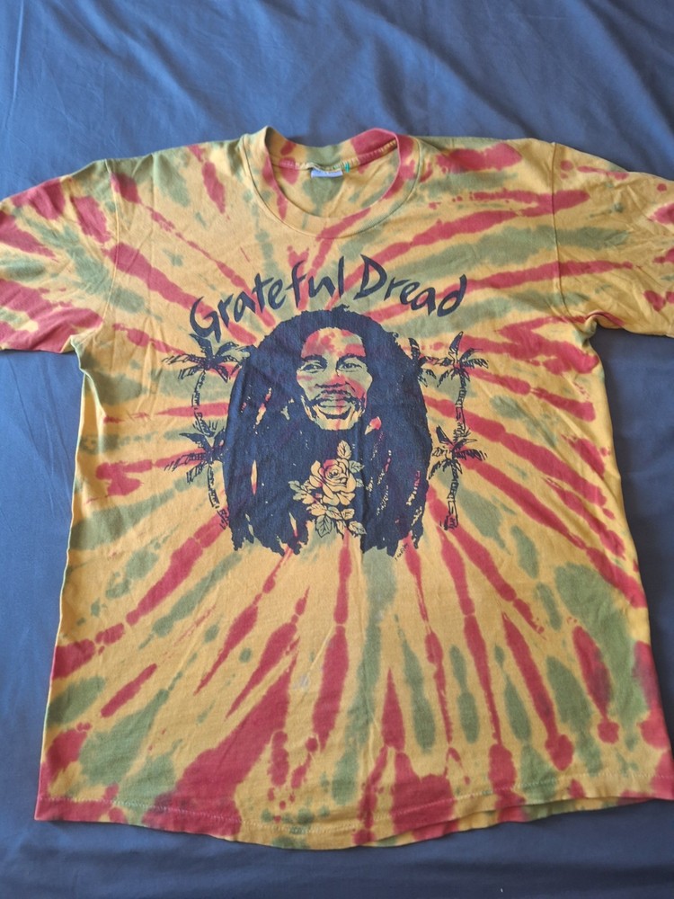 Vintage Grateful Dread Bob Marley T-Shirt Sz L Tie Dye Band Music RARE 89’