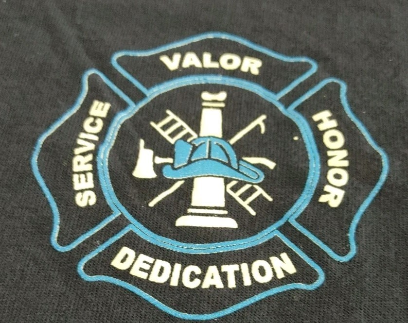 Firefighter Prayer Tshirt Delta Pro Weight Navy Blue 2-Sided Adult Size Large gallery