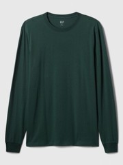GAP Everyday Soft Cotton Crewneck Long Sleeve T-Shirt-Essex Green-Size L