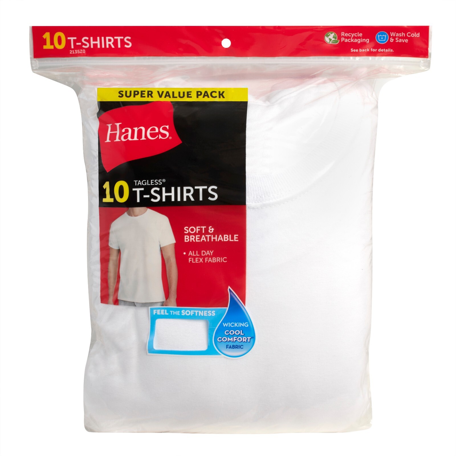 10 Pack Hanes Men's White Crew T-Shirt Super Value Cotton Size S-3XL gallery