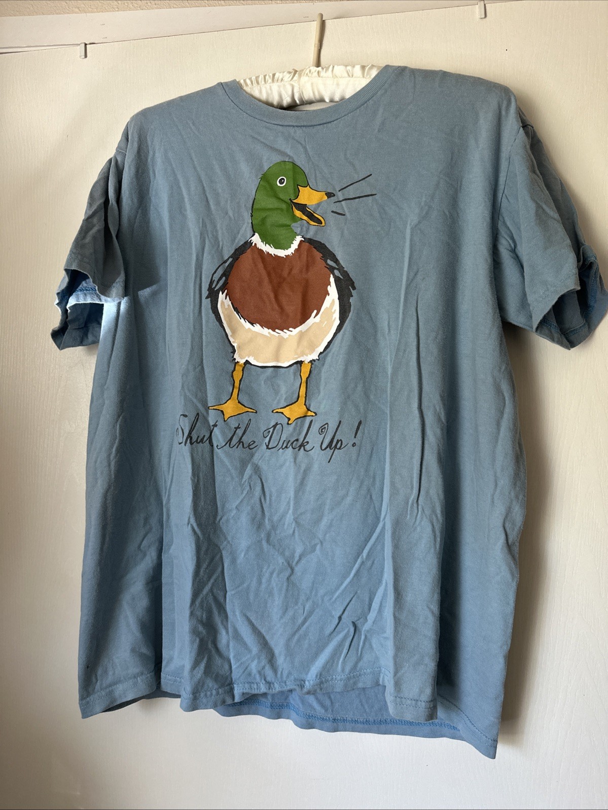 Vintage YsK Hatley Shut The Duck Up Mallard Shirt Size L Blue gallery